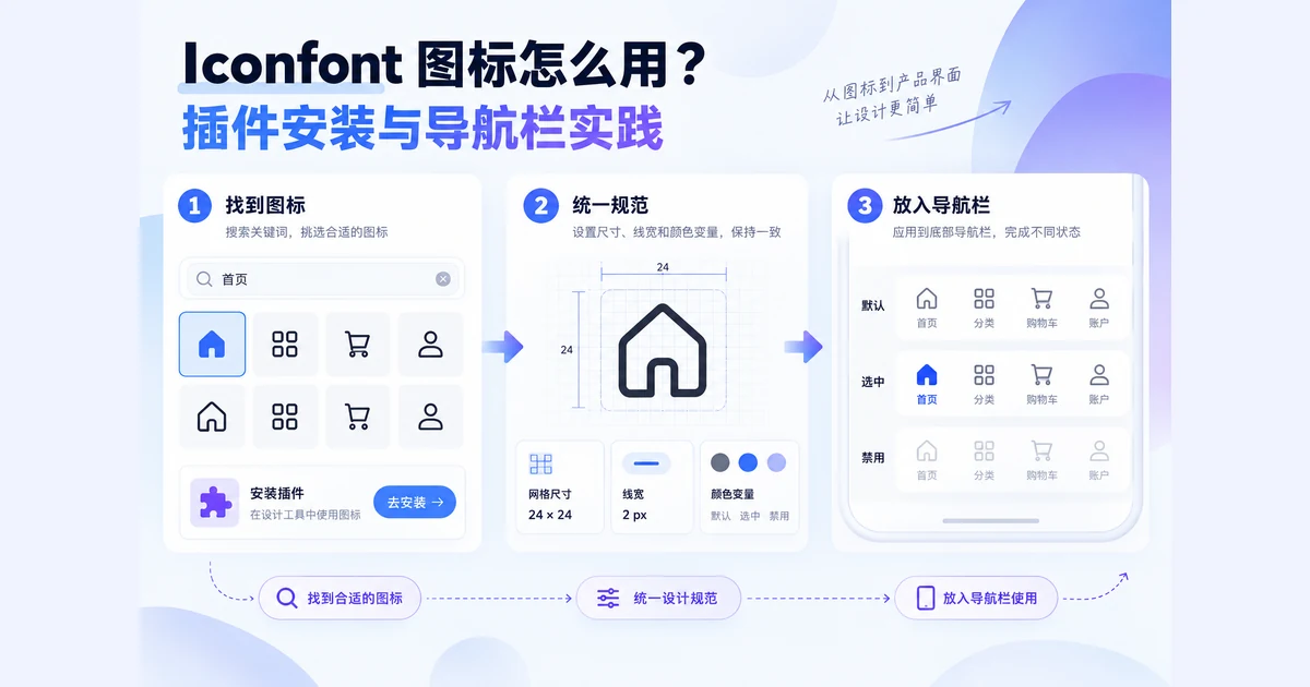 Iconfont图标怎么用？插件安装与导航栏实践