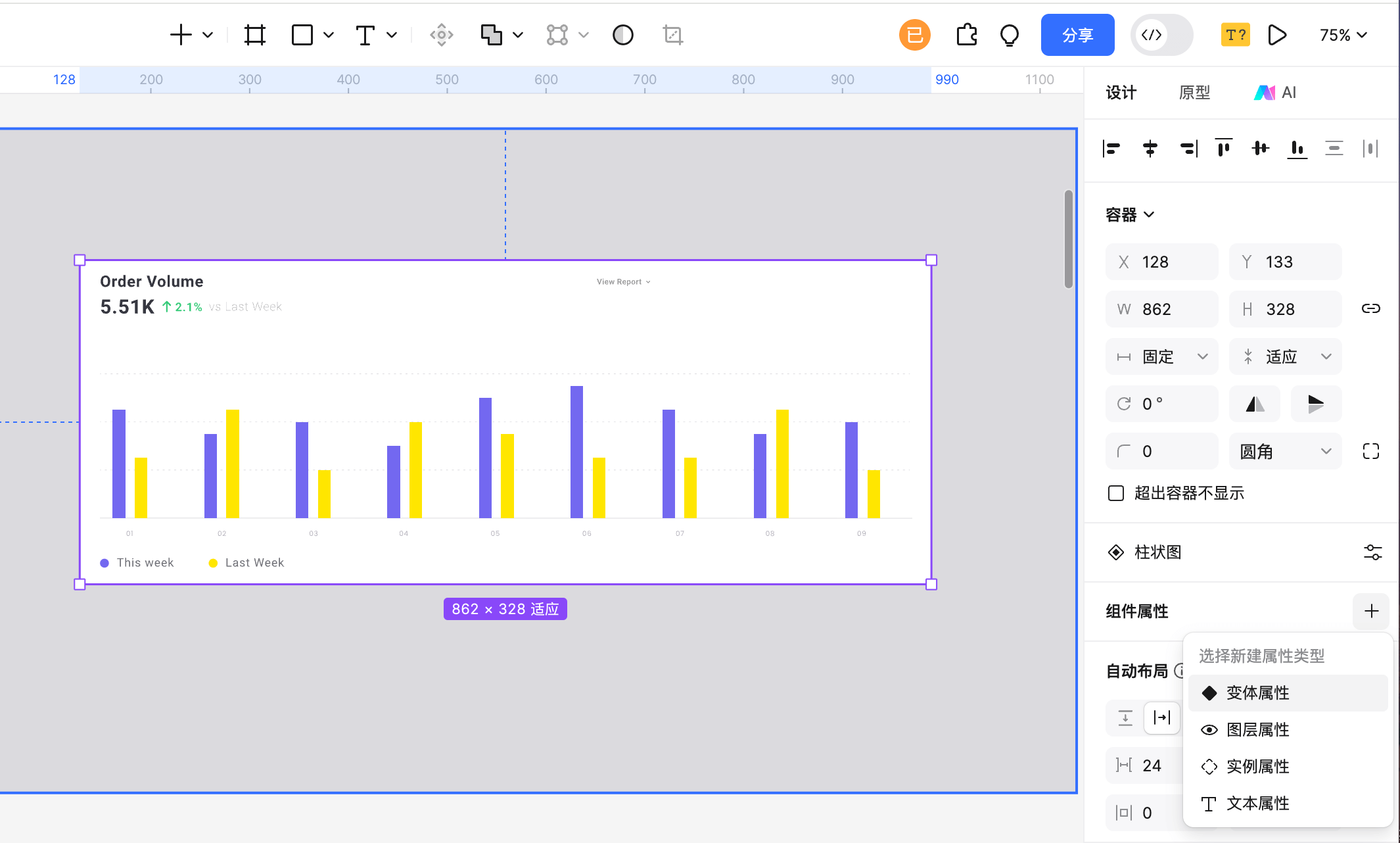 利于变体切换图表数据状态-第1步:新建变体属性