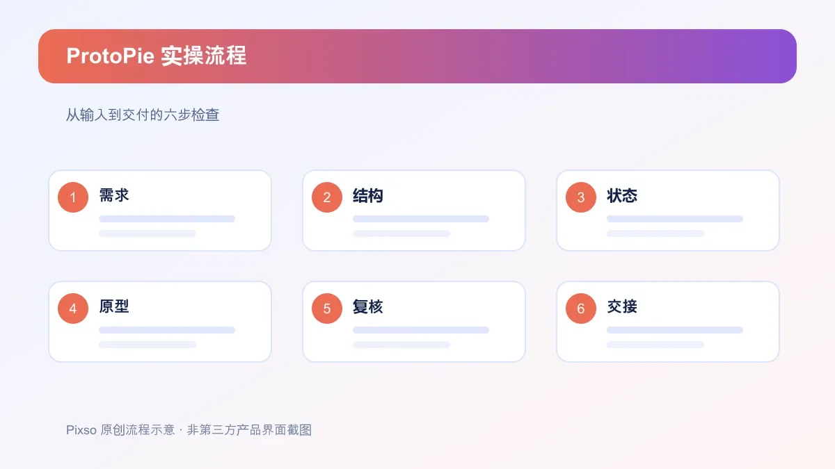 ProtoPie中文教程六步工作流示意