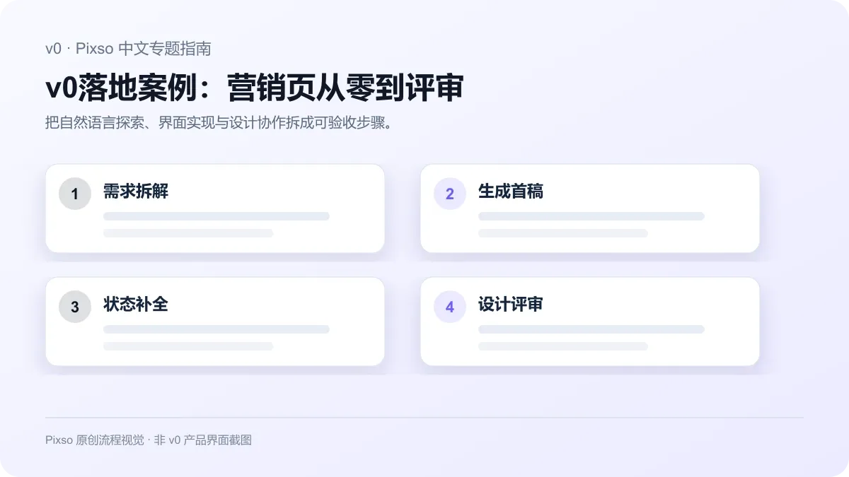 v0营销页生成与Pixso评审案例