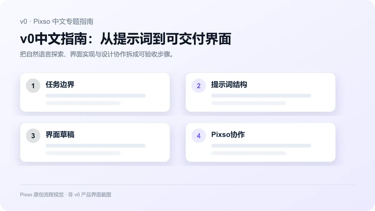v0中文指南:从提示词到可交付界面的流程示意
