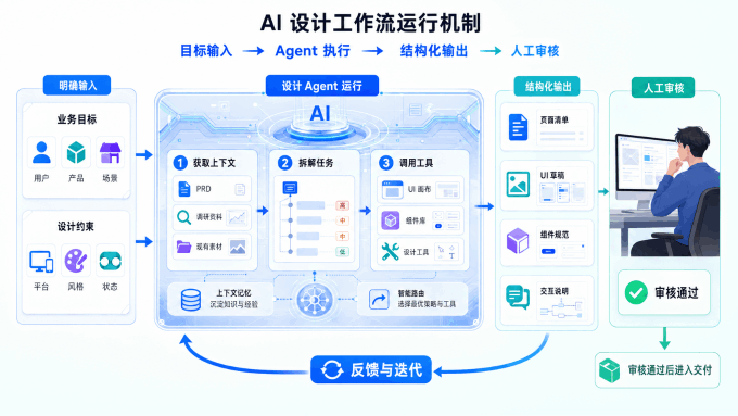 AI设计工作流从目标输入到人工审核的运行机制