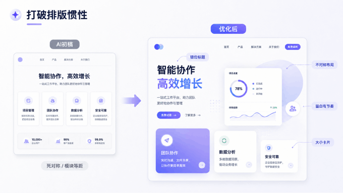 打破排版惯性,用不对称布局代替"死对称"