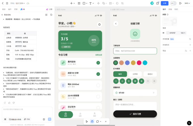 Pixso生成并精修可编辑APP界面