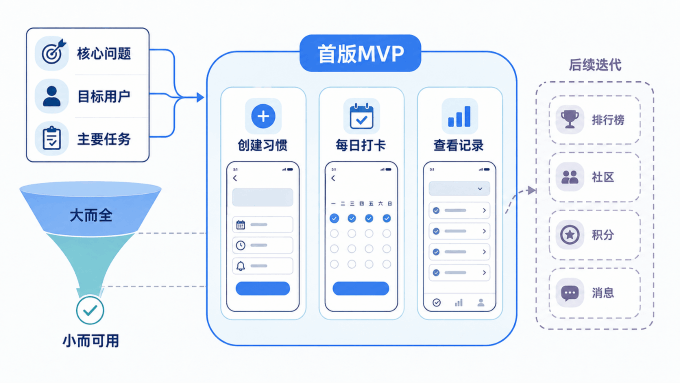 个人开发者的MVP需求范围示意