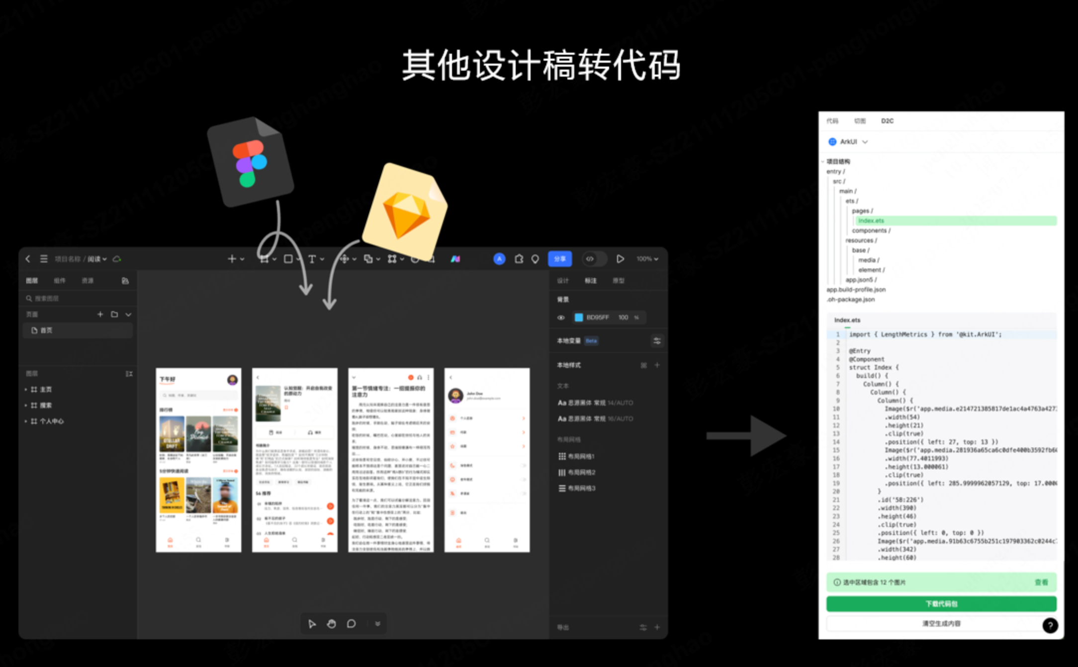 导入现有设计稿，一键转鸿蒙代码