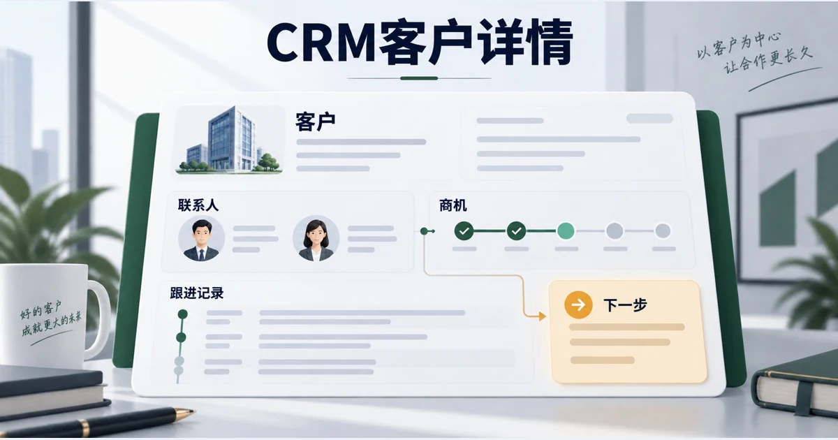 CRM客户详情中客户、联系人、商机与跟进记录的关联布局
