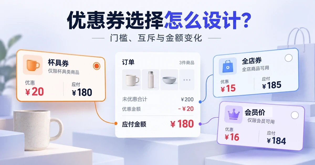 优惠券选择怎么设计?门槛、互斥与金额变化