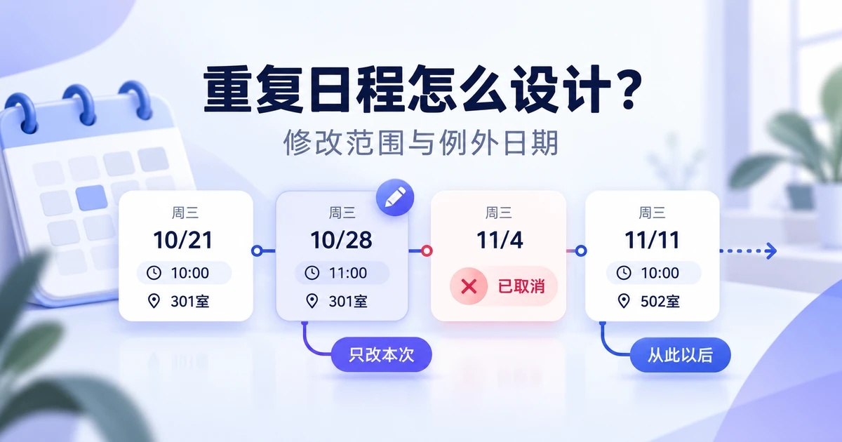 重复日程怎么设计?修改范围与例外日期