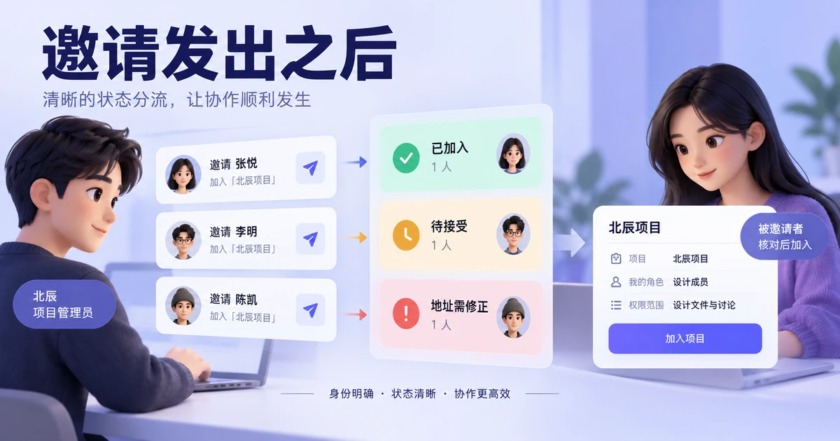 项目管理员发起邀请与被邀请成员接受邀请的双向流程