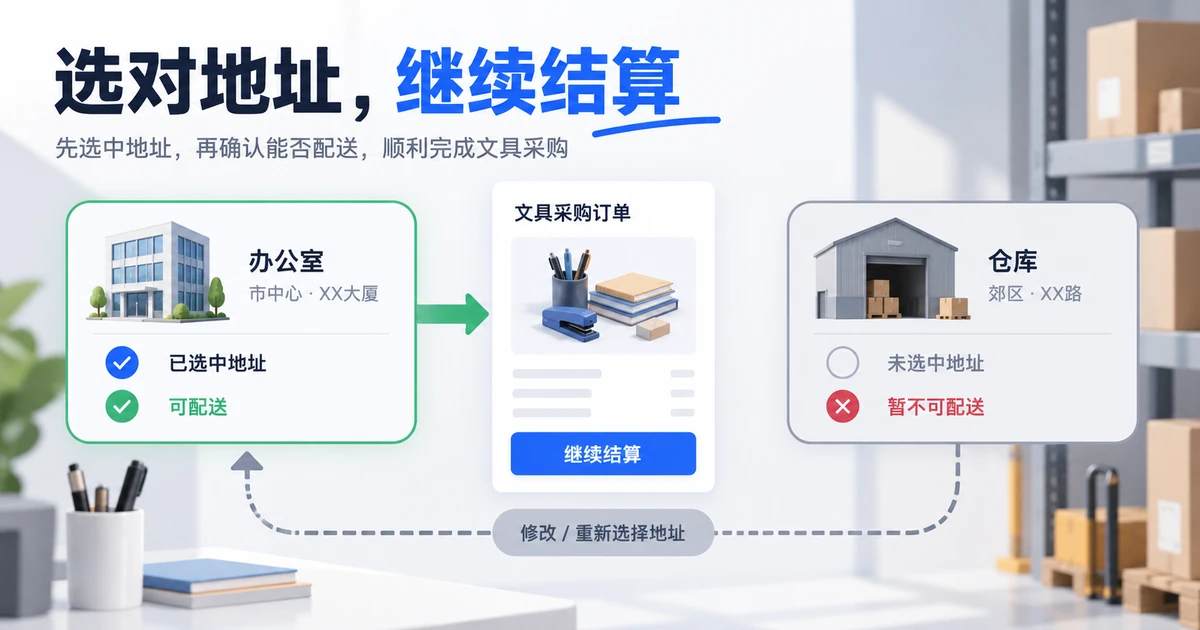 办公室与仓库地址在填写、选择及配送范围校验中的不同状态