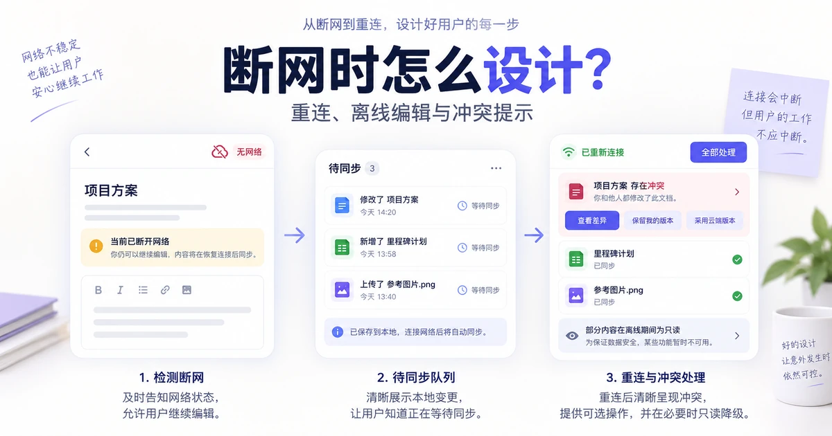断网时怎么设计?重连、离线编辑与冲突提示的任务状态与设计检查