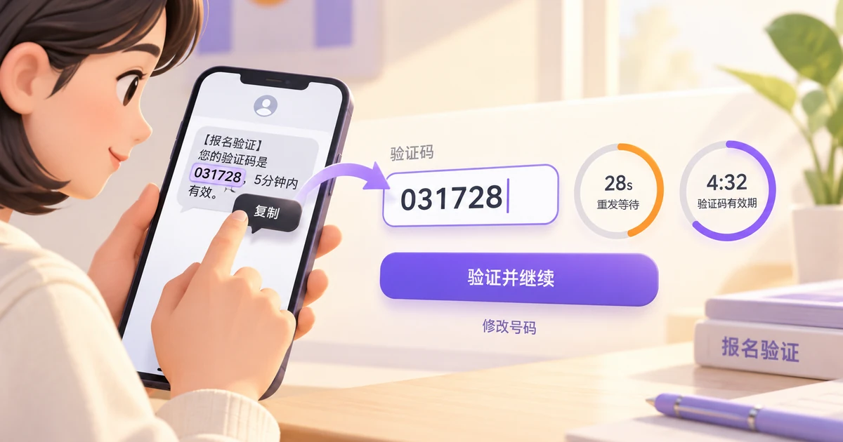 完整验证码进入输入框,重新发送等待与验证码有效期分别表达