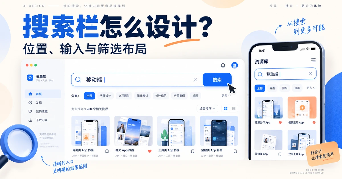 搜索栏怎么设计？位置、输入与筛选布局