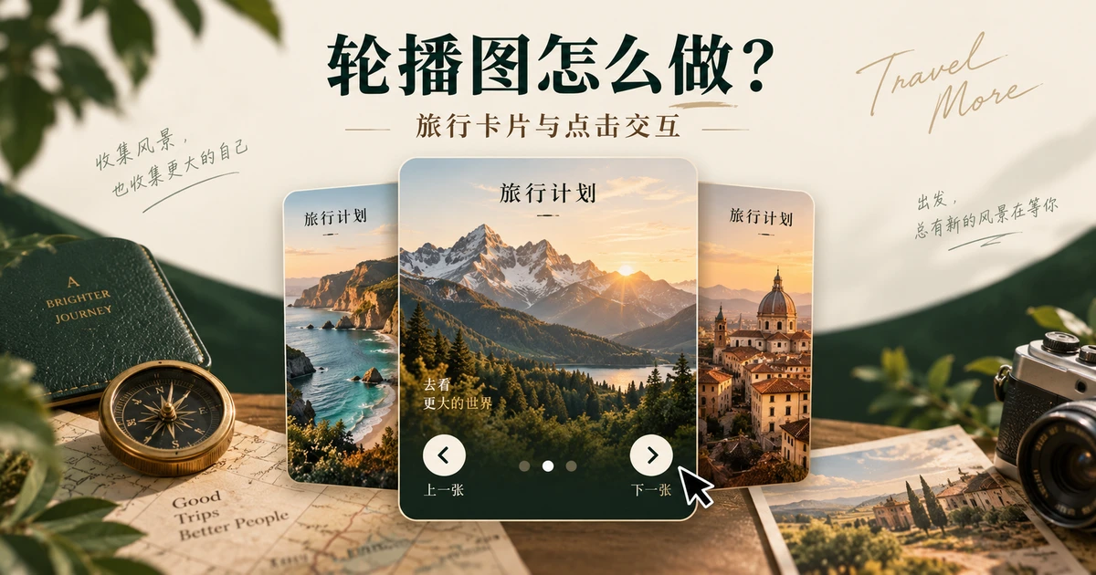 用Pixso做轮播图：旅行卡片与点击交互