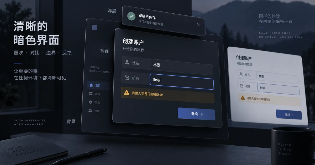  深色模式怎么设计？配色、对比与界面层级