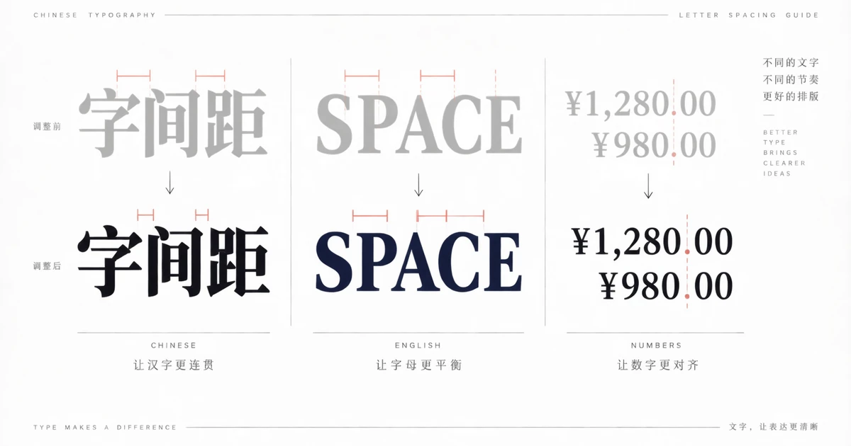 字间距怎么调整？中文、英文与数字排版