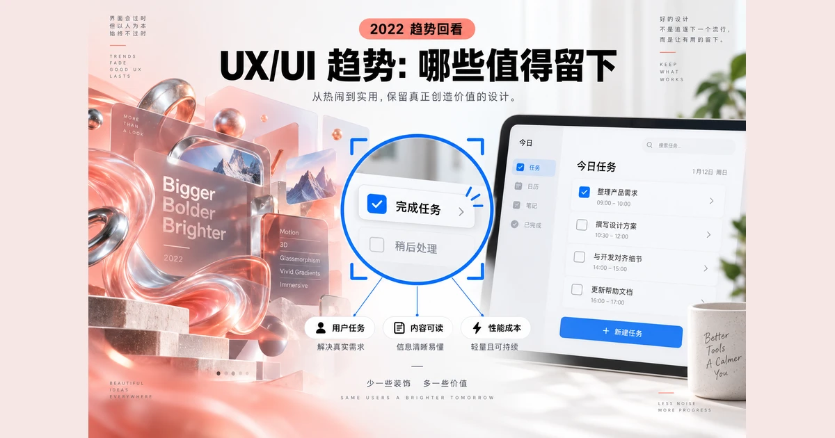 UX 与 UI 设计趋势怎么用？从趋势到页面决策主题封面