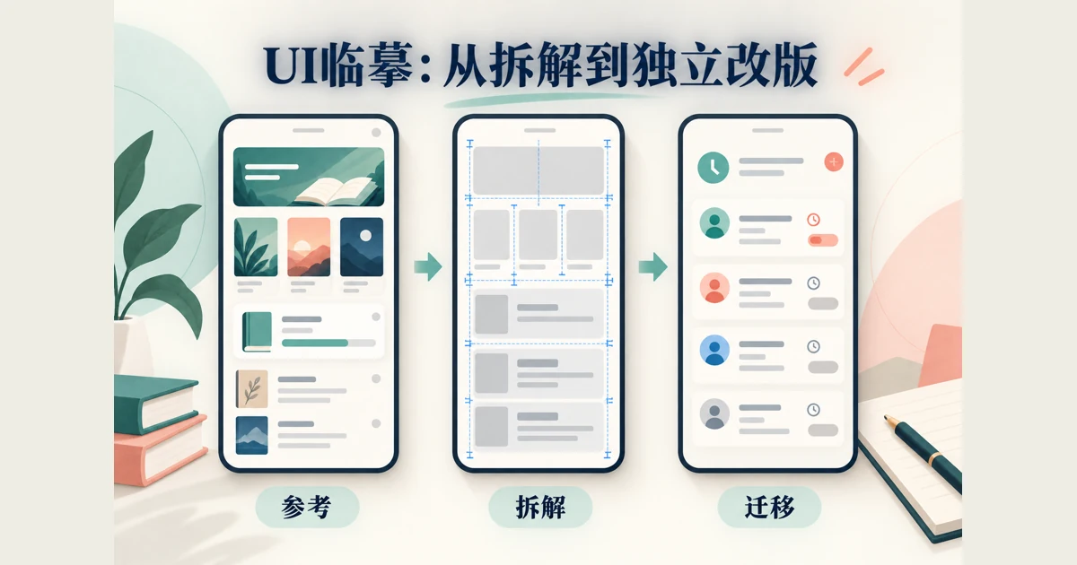 从参考界面拆解到临摹练习,再迁移为独立界面的过程