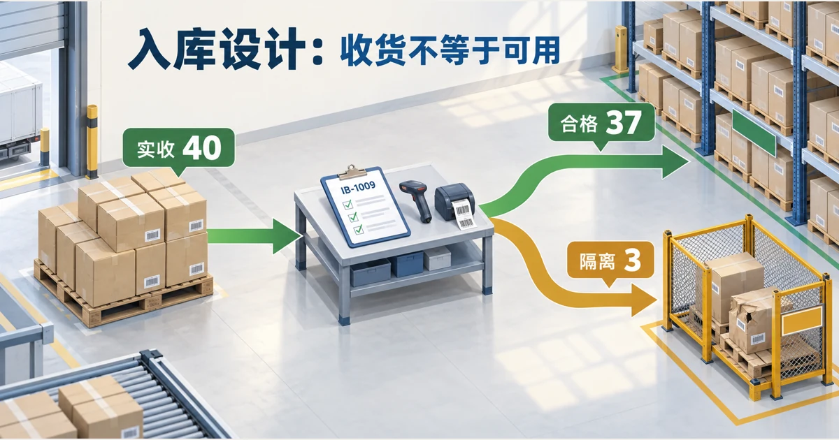 入库单把预计数量、实收数量、合格品和异常品清楚分流