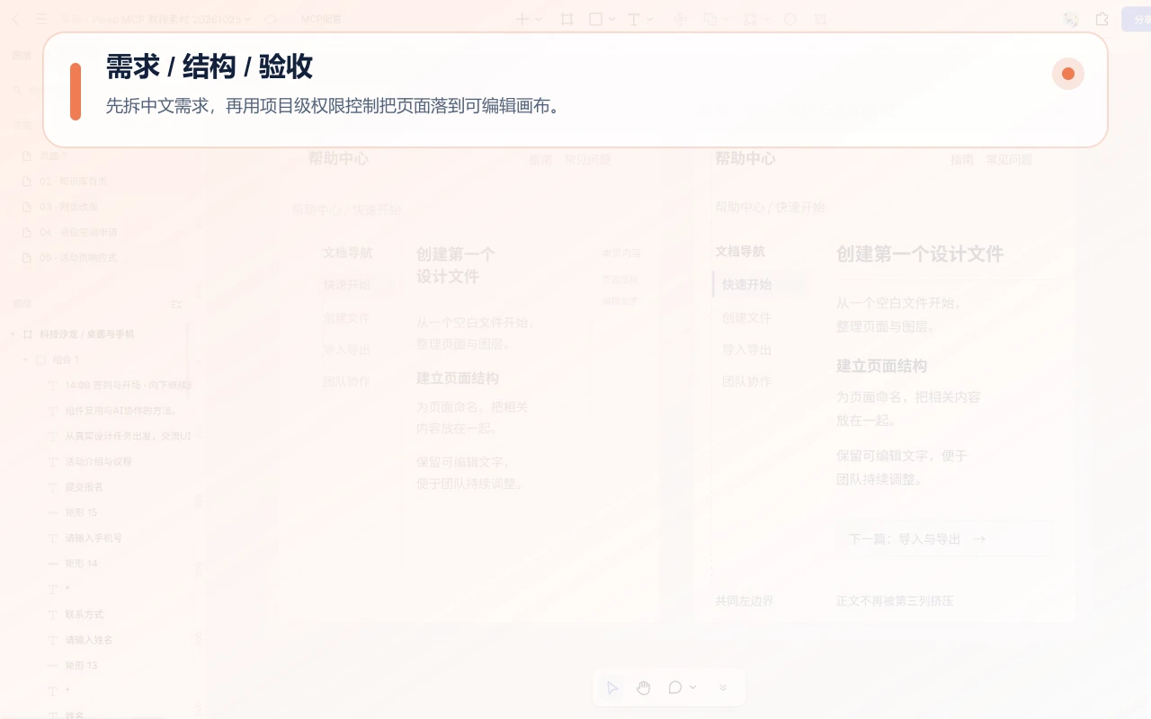 Qwen Code与Pixso MCP的工具审批及页面状态检查,区分读取、写入和撤回
